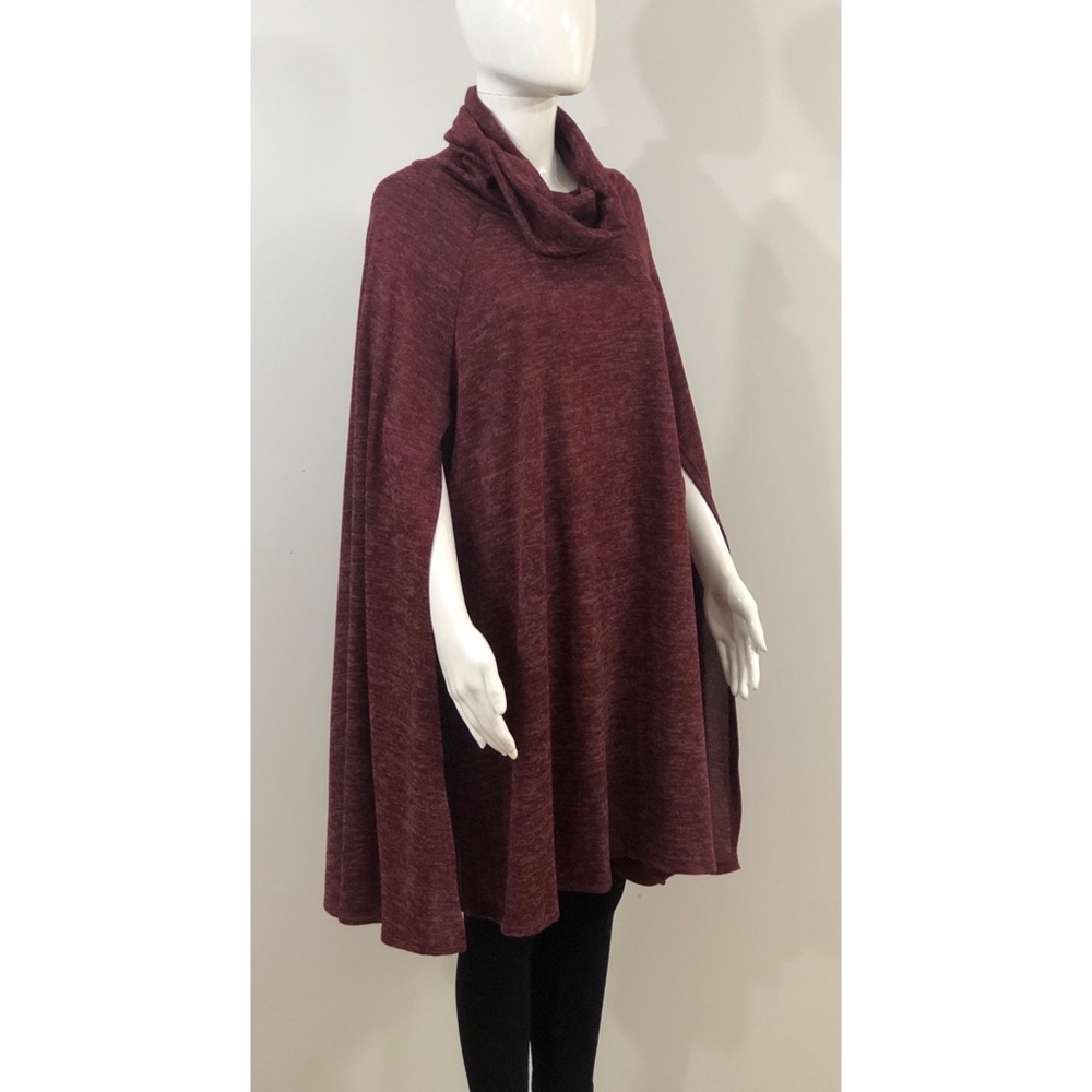 Red wine sweater dress cape sweater poncho dress - Picture 11 of 11